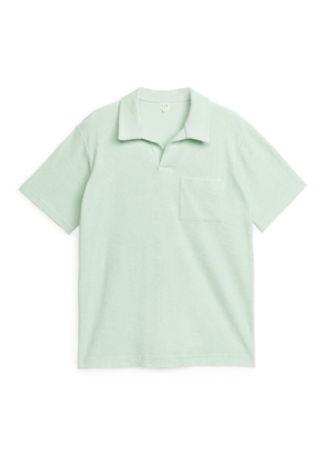 Cotton Towelling Polo Shirt - Turquoise