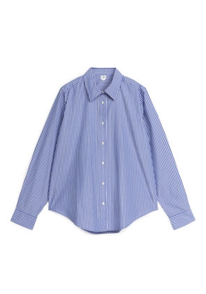 Straight Cut Poplin Shirt - Blue