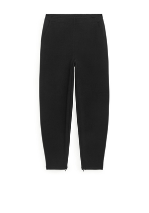 Tapered Jersey Trousers - Black