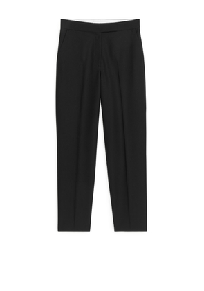Tapered Wool Hopsack Trousers - Black