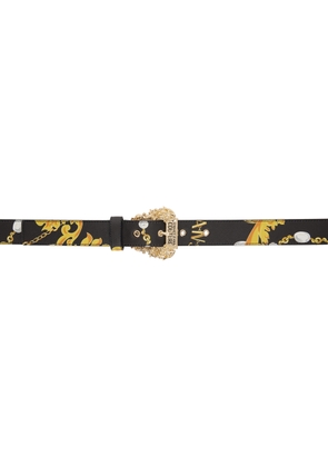 Versace Jeans Couture Black Chain Couture Baroque Buckle Belt