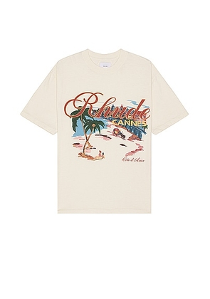 Rhude Cannes Beach Tee in Vintage White - Cream. Size M (also in S, XS).