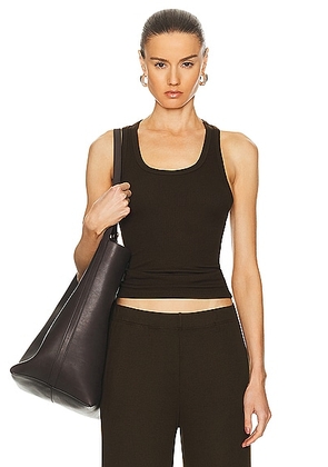 SPRWMN Rib Fitted Scooped Tank in Americano - Brown. Size M (also in S).