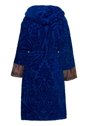 New Tradition Blue Hooded Bath Robe With Ornamental Print Etro Home