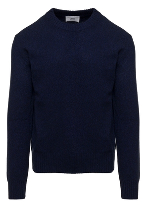 Ami Alexandre Mattiussi Blue Crewneck Sweater With Ribbed Trim In Cashmere And Wool Man
