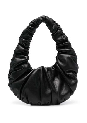 Anja Black Baguette Mini Bag With Hobo Handle In Ruched Vegan Leather Woman Nanushka