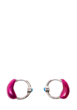 Panconesi Lava Silver Hoops Earrings With Fuchsia Detail In Rhodium Plated Brass Woman