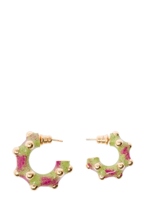 Panconesi Multicolor Asymmetric Earrings With Studs In 18K Gold Plated Brass Woman