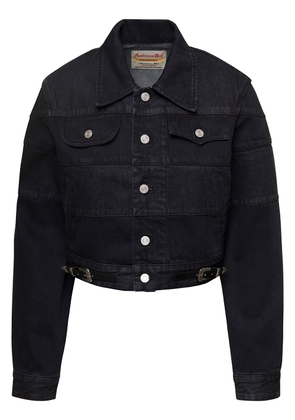 Andersson Bell Mahina Black Denim Patchwork Jacket With Heart-Shaped Detail In Cotton Woman