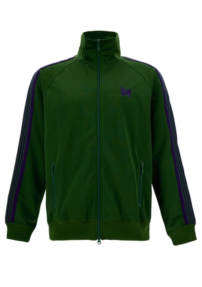 Needles Green High-Neck Sweatshirt With Logo Embroidery In Tech Fabric Man