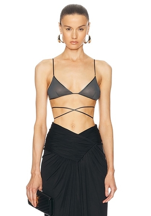 Saint Laurent Triangle Bralette in Gris - Grey. Size L (also in S, XS).