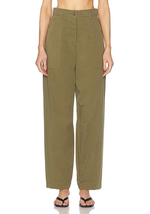 AEXAE Cargo Straight Leg Trouser in Army Green - Army. Size L (also in M, S, XS).