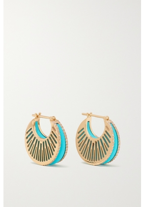 L’Atelier Nawbar - 18-karat Gold, Turquoise And Diamond Hoop Earrings - Blue - One size
