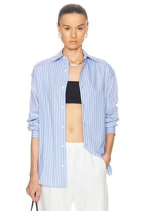 Matteau Contrast Stripe Shirt in Sky Stripe - Baby Blue. Size 1 (also in 2, 3, 4).