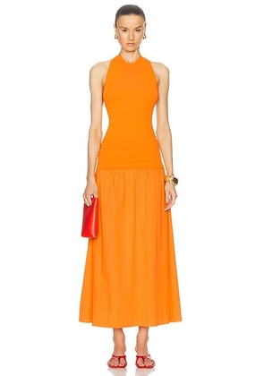 Simon Miller Junjo Knit Poplin Dress in Sherbet Orange - Orange. Size L (also in M, XS).