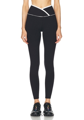 YEAR OF OURS Ribbed Two Toned Legging in Black & White - Black. Size L (also in M, S, XS).