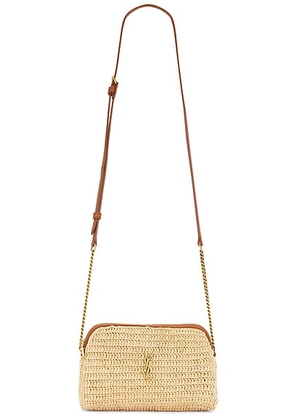 Saint Laurent Gaby Zipped Pouch Chain Bag in Naturel & Brick - Tan. Size all.