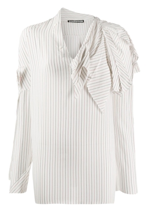 Aganovich striped raw edge shirt - White