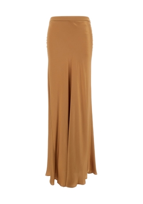 Antonelli Maxi Brown Skirt With Split At The Back In Acetate Blend Woman