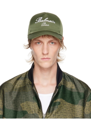 Balmain Green Embroidered Cap