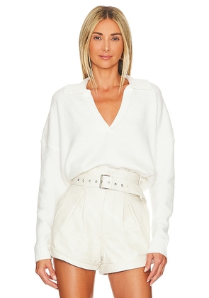 Central Park West Marti Polo Sweater in White. Size M, S, XS.