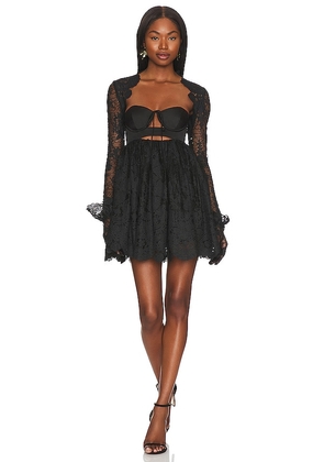 For Love & Lemons Regina Mini Dress in Black. Size S.