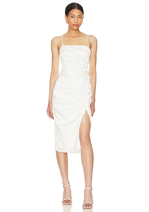 BCBGeneration Ruched Midi Dress in White. Size M, S.