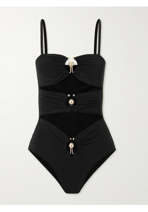 Christopher Esber - Cutout Embellished Swimsuit - Black - UK 4,UK 6,UK 8,UK 10,UK 12,UK 14