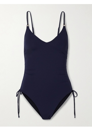 Melissa Odabash - Havana Tie-detailed Ruched Swimsuit - Blue - UK 6,UK 8,UK 10,UK 12,UK 14,UK 16
