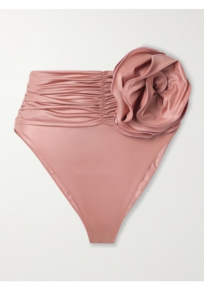Magda Butrym - Appliquéd Ruched Bikini Briefs - Pink - FR34,FR36,FR38,FR40,FR42