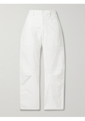 Nili Lotan - Shon Cotton-blend Twill Tapered Pants - White - US00,US0,US2,US4,US6,US8,US10,US12
