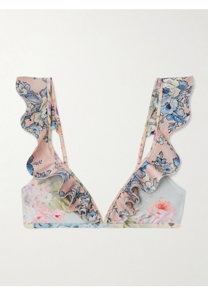 Zimmermann - Halliday Ruffled Floral-print Bikini Top - Multi - 0,1,2,3,4