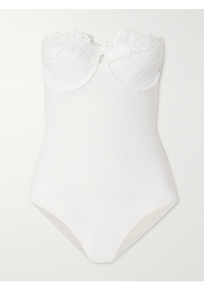 Zimmermann - Halliday Cutout Appliquéd Underwired Swimsuit - Ivory - 1 A/B,2 A/B,4 C/D,3 C/D,2 C/D