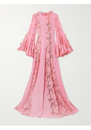 Oscar de la Renta - Guipure Lace And Crepe Gown - Pink - x small,small,medium,large,x large