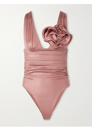 Magda Butrym - Appliquéd Ruched Swimsuit - Pink - FR34,FR36,FR38,FR40,FR42