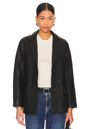 ALLSAINTS Corrina Leather Blazer in Black. Size 6.