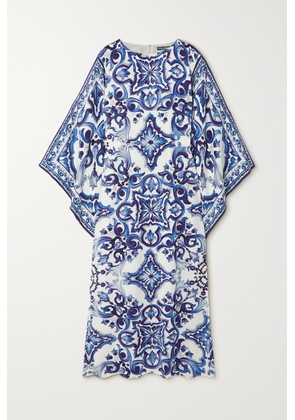 Dolce & Gabbana - Printed Stretch-silk Kaftan - Blue - IT40,IT42,IT44,IT46,IT48