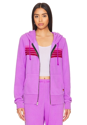 Aviator Nation 5 Stripe Zip Hoodie in Purple. Size M, S, XL, XS.