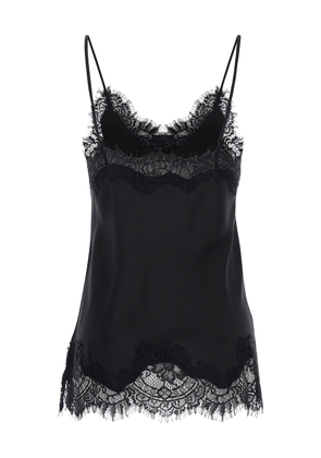 Gold Hawk Coco Black Camie Top With Tonal Lace Trim In Silk Woman