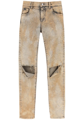 Dolce & Gabbana Skinny Jeans In Overdyed Denim