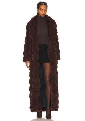 LITA by Ciara Floor Length Faux Fur Coat in Brown. Size XS.