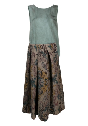 Uma Wang baroque-pattern panelled midi dress - Blue