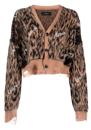 AMIRI leopard-print cropped cardigan - Brown