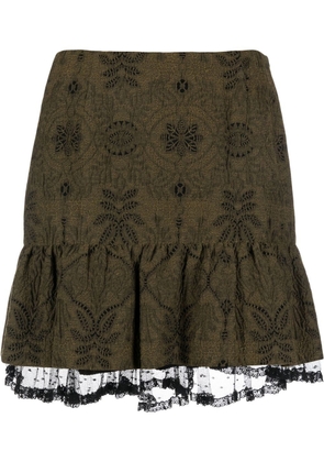 Valentino Garavani Pre-Owned 2010 broderie anglaise lace-detailed skirt - Green