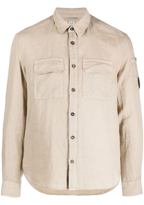 C.P. Company signature Lens-detail linen shirt - Brown