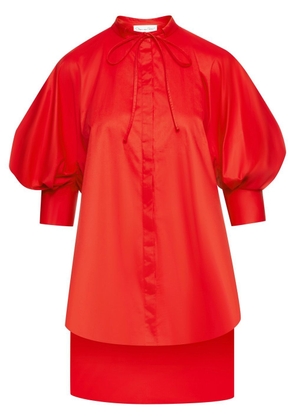 Oscar de la Renta bow-detail short-sleeve blouse - Red