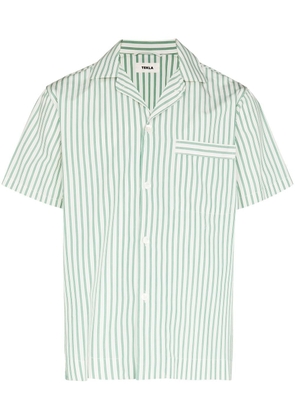 TEKLA striped poplin short-sleeved shirt - White