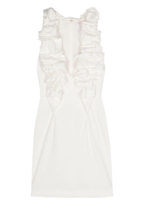 Genny ruffled detail mini dress - White