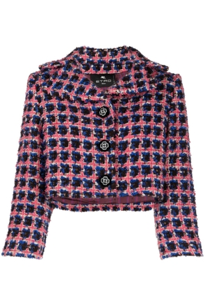 ETRO chunky-knit cropped jacket - Blue