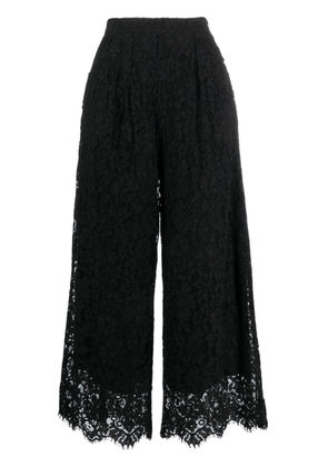 TWINSET floral-lace wide-leg trousers - Black
